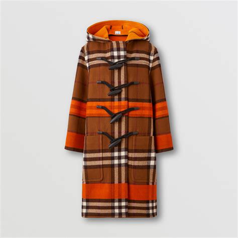 women burberry london orange wool hooded duffle coat|Burberry coats for women.